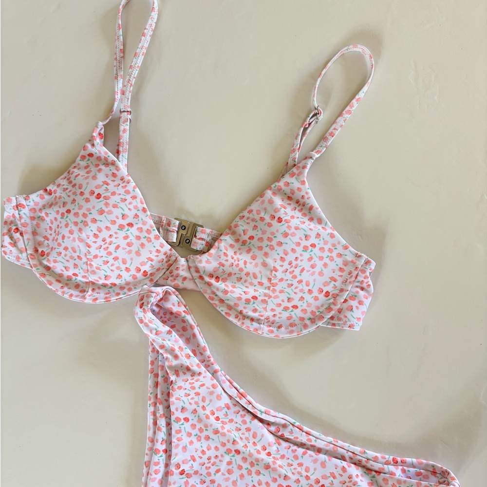 Pink Floral Underwire Bikini Set